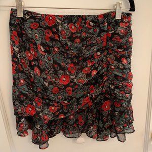 Veronica Beard Ruffle Ruched Silk Mini Skirt